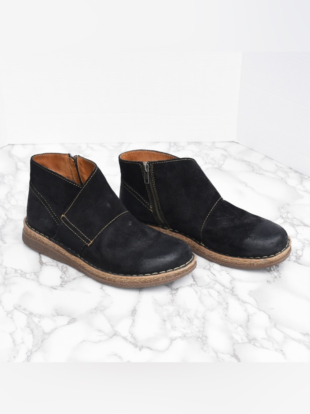 Born Black 100% Leather Tora Ankle Boots